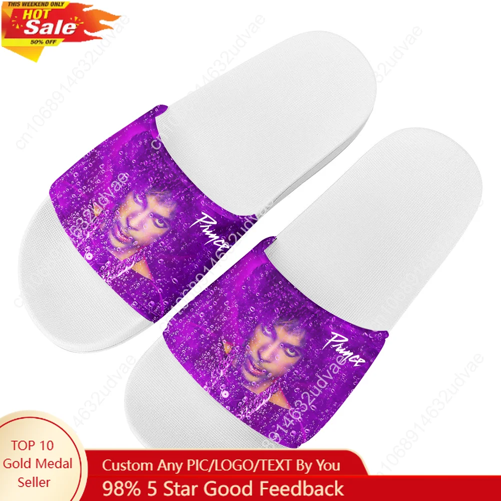 

Prince Rogers Nelson Slippers Man Woman Boy Girl Tailor Made Slides Sandals Photo Text Customized Bath Shoes Water Shoe White