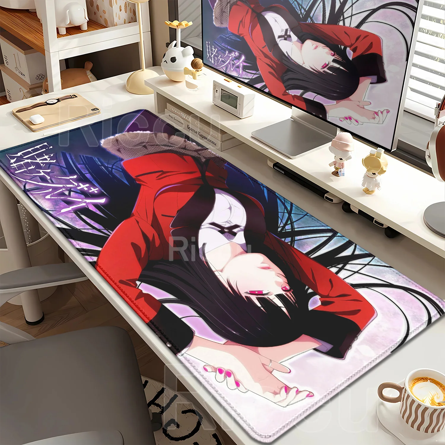 Large Cartoon Kakegurui Mousepad PC Gaming Computer Keyboard Deskmat Rubber Non-Slip Lock-Edge Washable Home Office Accessories