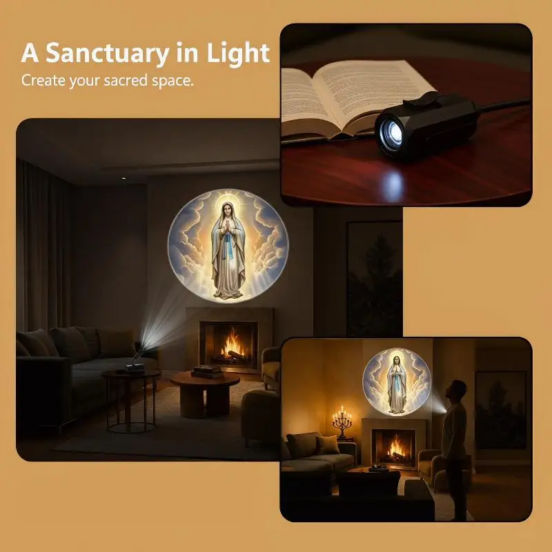 USB Projection Light with Twelve Religious Character Patterns Portable Atmosphere Lamp for Room