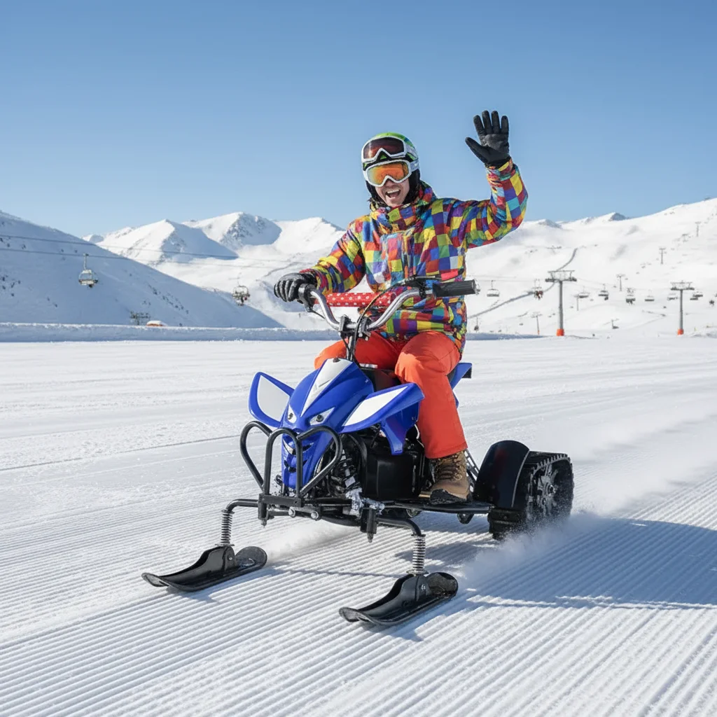 QIQU All-Terrain Track Drive On Snow 20KM Range For Boys & Girls Kids Electric Snowmobile