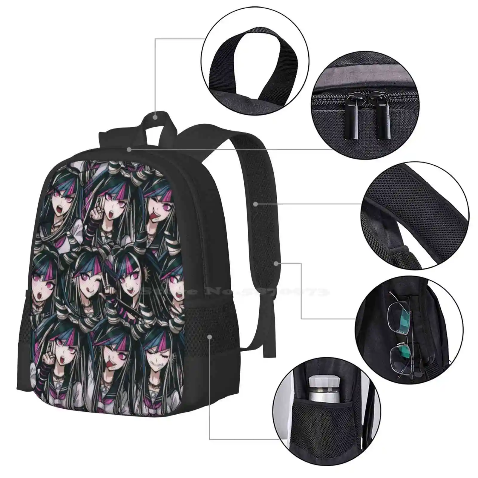 Ibuki Mioda Adolescente Mochila Estudante Universitário, Sacos De Design Padrão, Músico, Ultimate Design, Classe 77 B, Danganronpa