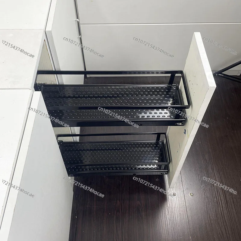 Pull basket kitchen cabinet narrow side installation seasoning basket damping track small apartment 150 cabinets 200 cabinets