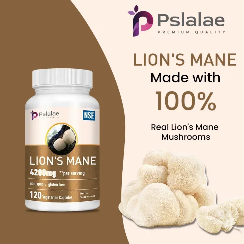 

Lions Mane - Supports Brain and Immune Health, Improves Digestion, Enhances Memory, Relieves Stress, Gluten-free, Non-GMOSupplem