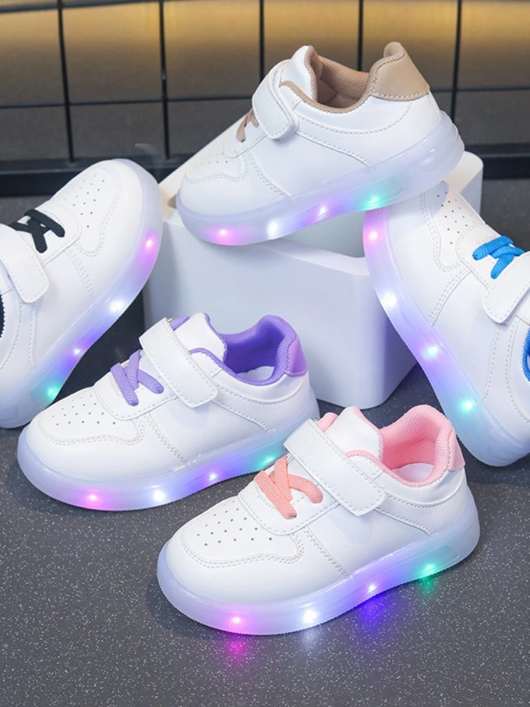 Кроссоopak mode filles baskets 2025 printemps nouveaux enfants chaussures lumineuses souffle garçons chaussures anti-dérapant filles chaussures décontractées Zapatos