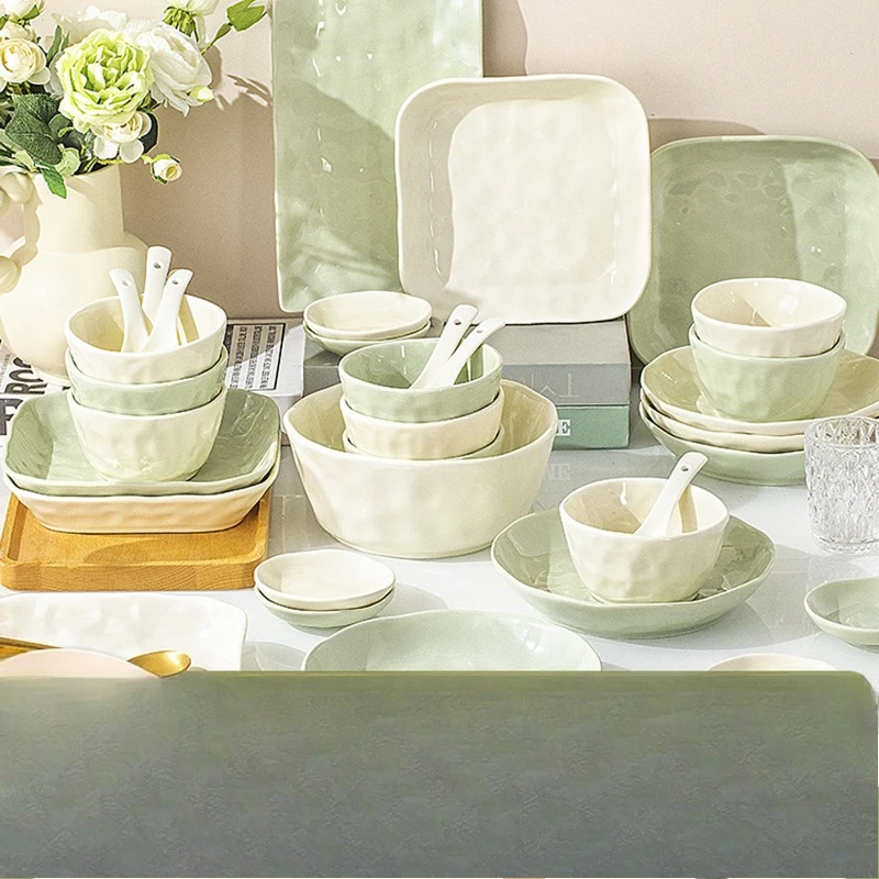 Dishes and dishes set, household high-value dishes and dishes, housewarming ceramic tableware set.