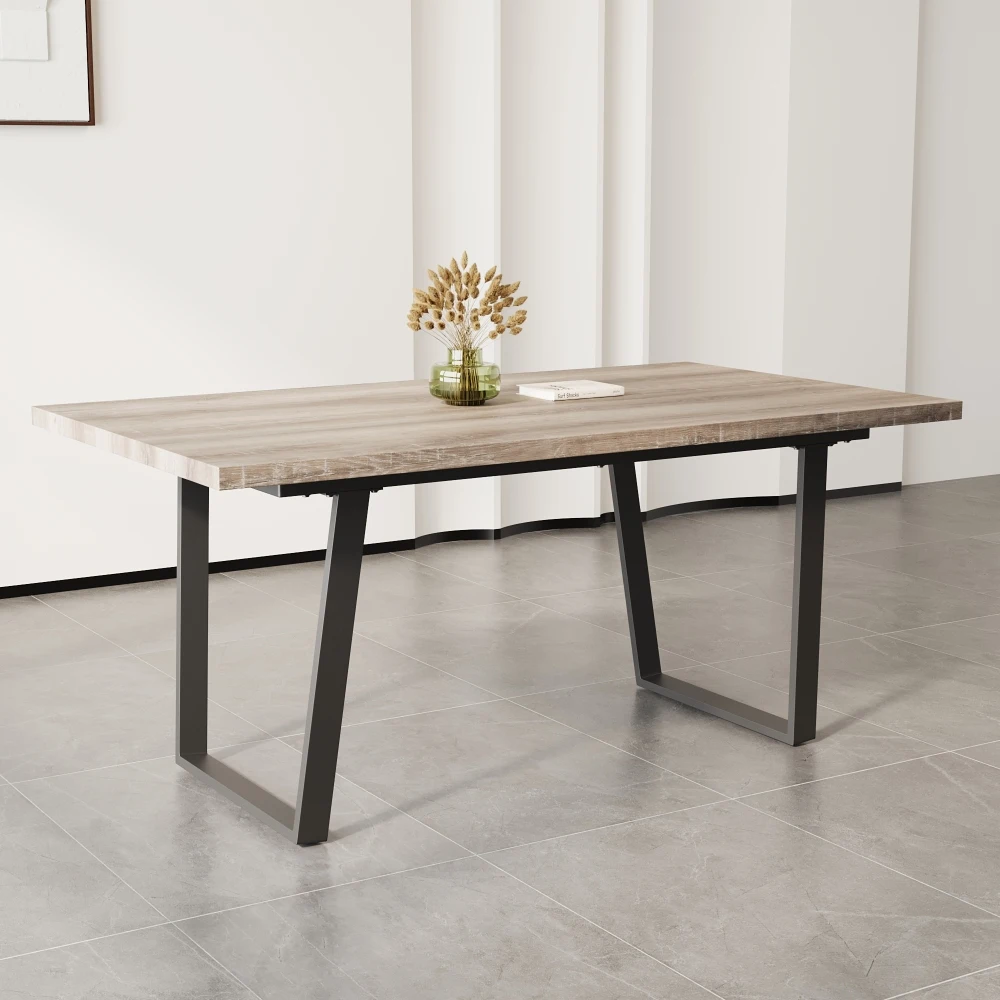 

62.9-inch Rectangular MDF Dining Table, Simple and Modern Design, 6-person Dining Table, Perfect for Kitchen and Dining Rooms