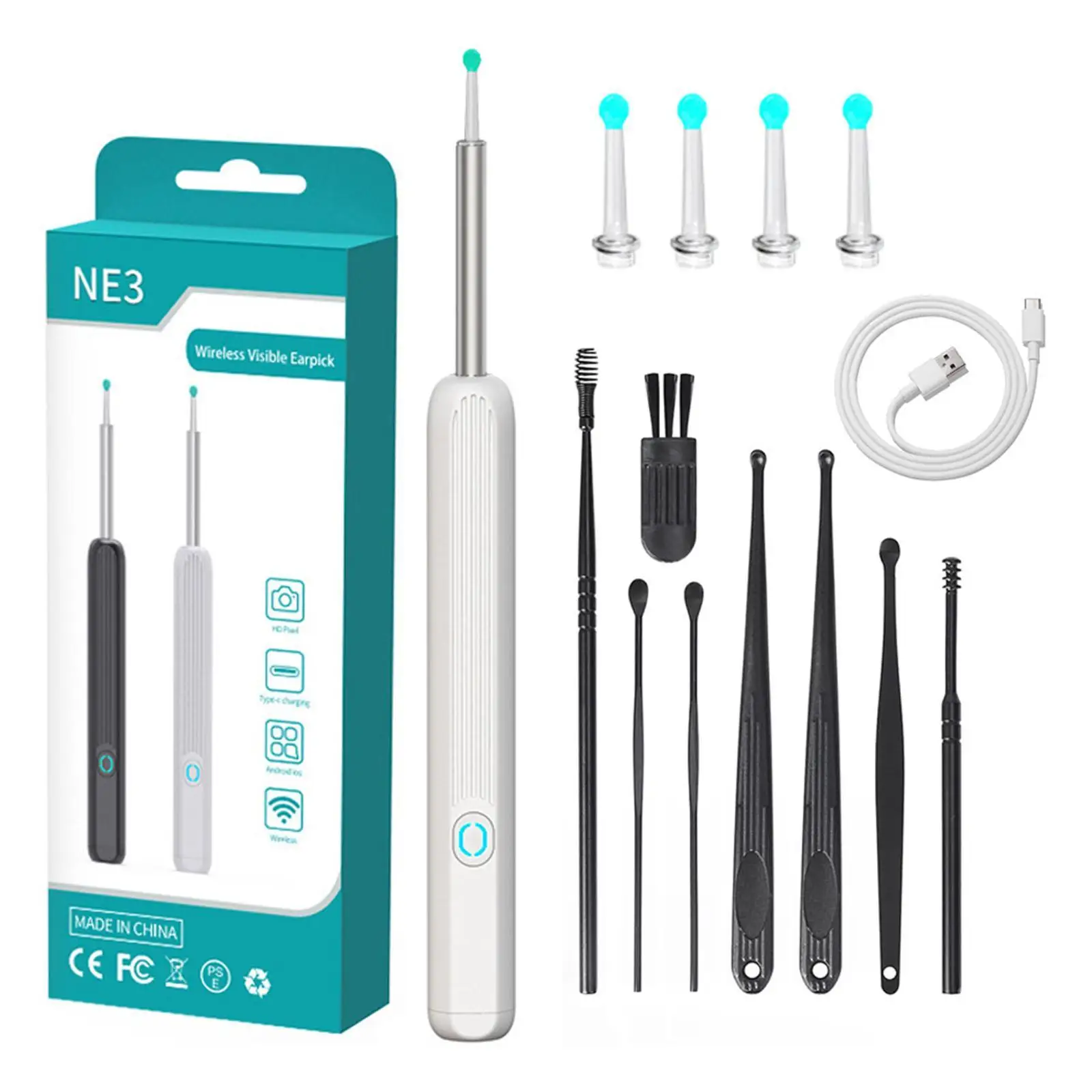 

NE3 Ear Cleaner High Precision Ear Wax Removal Tool with Camera LED Light Wireless Otoscope Smart Ear Cleaning Kit Best Gift