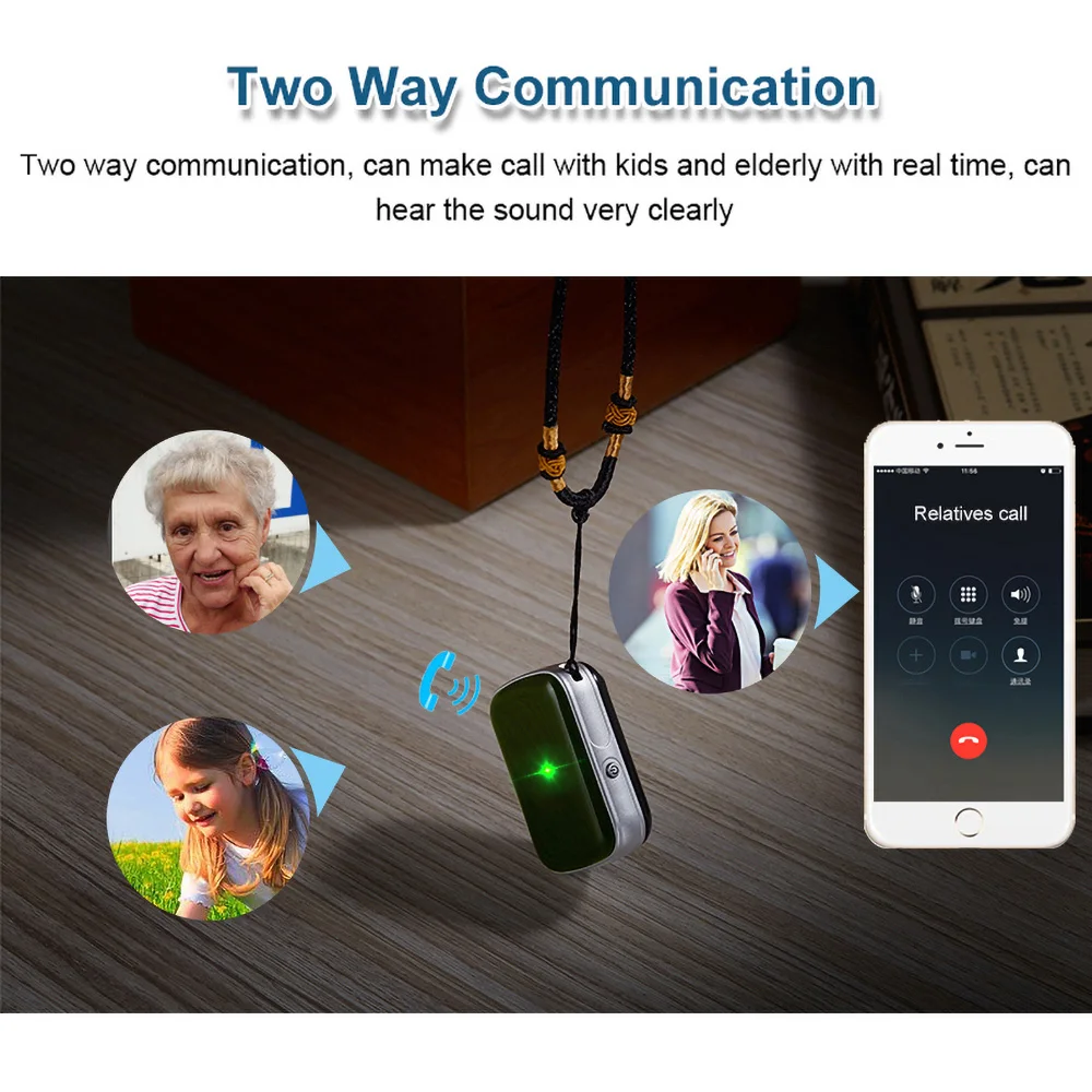 Vjoy IP67 Waterproof 2G GPS Tracker WIFI Two-way Talk Kids Elder Pet SOS Call Real-time Locator Finder Anti-lost Pendant Monitor