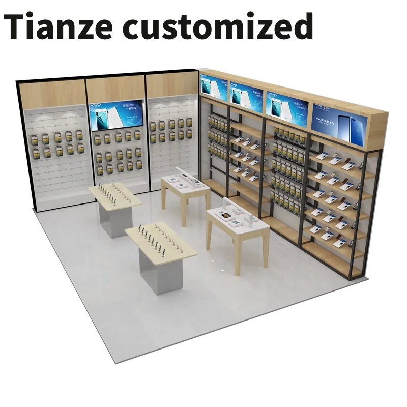 

Customized-cell phone accessories kiosk, mdf mobile retail store display furniture interior design