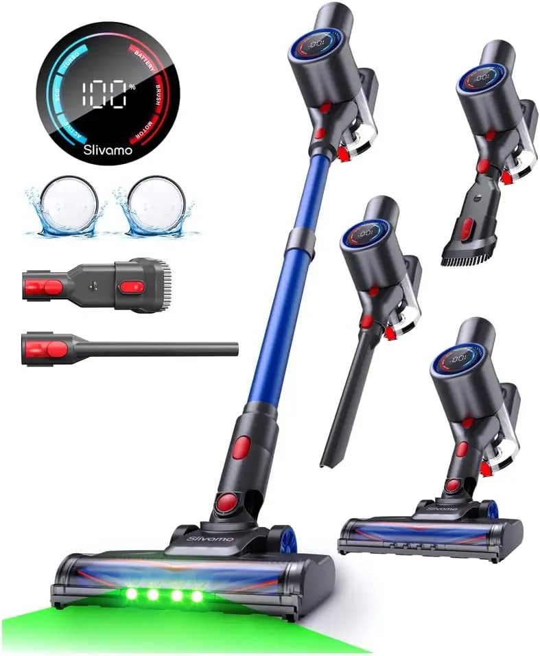 

Cordless Vacuum Cleaner 40KPA, 500W, 45Min Runtime, LED Display, 8-in-1 Stick Vacuum for Home
