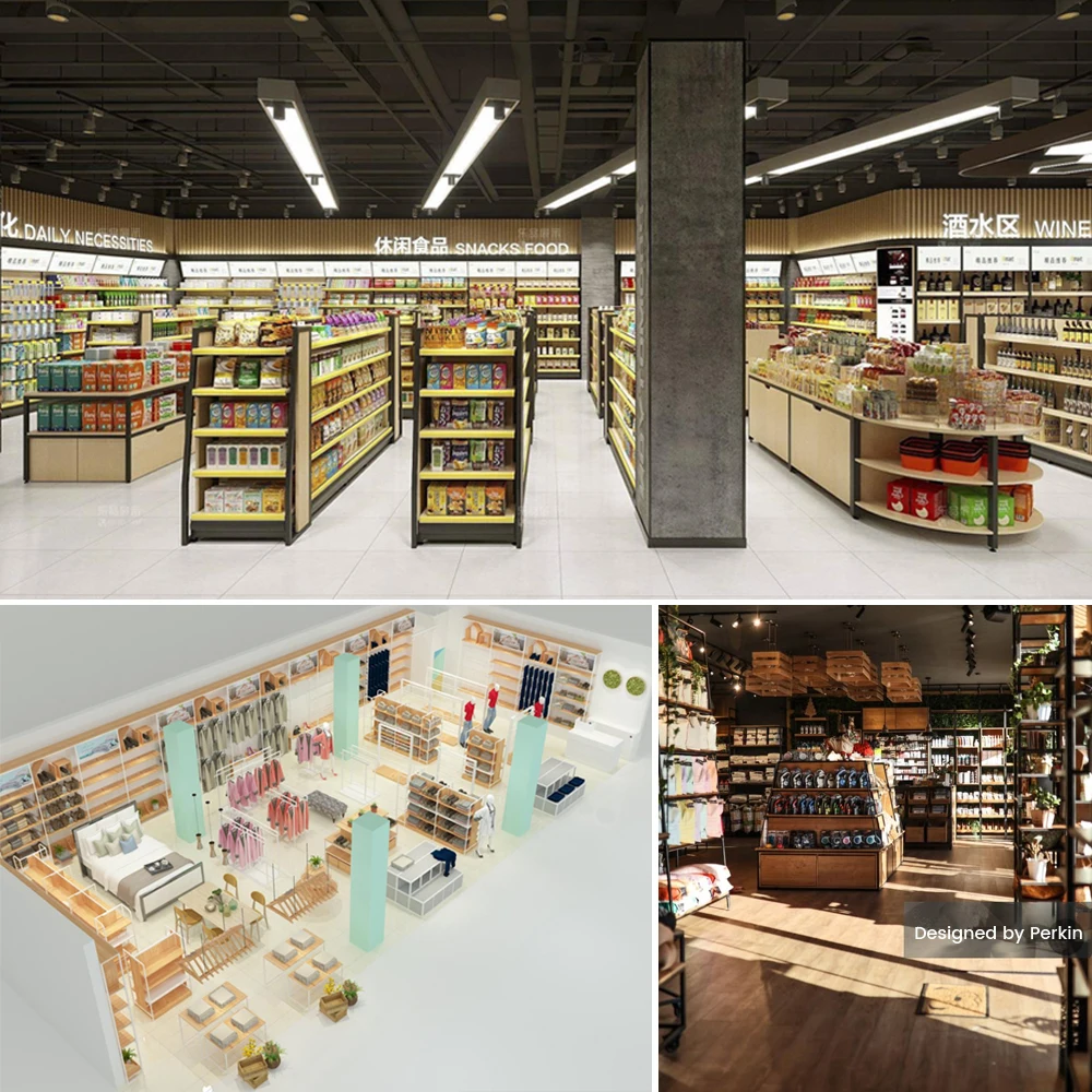 Custom.Supermarket Shelves Manufacturer Wood Shelf Department Store Display Racks Shelving Like Miniso Style