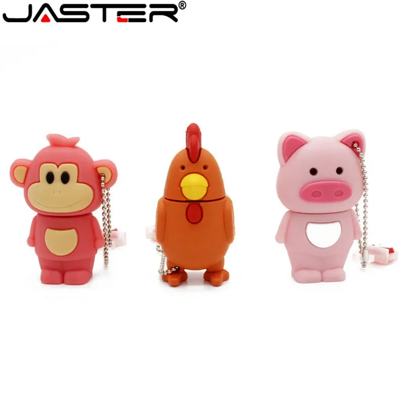 JASTER USB2.0 Flash Drive 64GB 32GB16GB 8GB 4GB 128GB Rabbits tigers cows snakes Pendrive China 12 Zodiac Cartoon Pen Drive gift