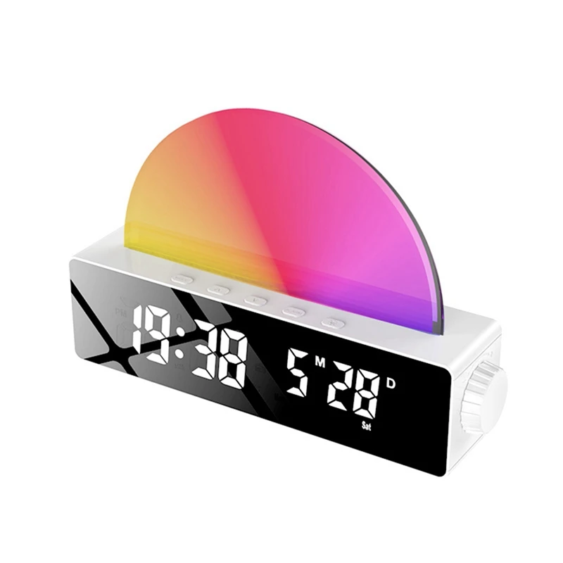 Sunrise Alarm Clock, Wake Up Light Dawn Simulator, Bedside Sun Lamp Multi Color Night Light With USB Charger