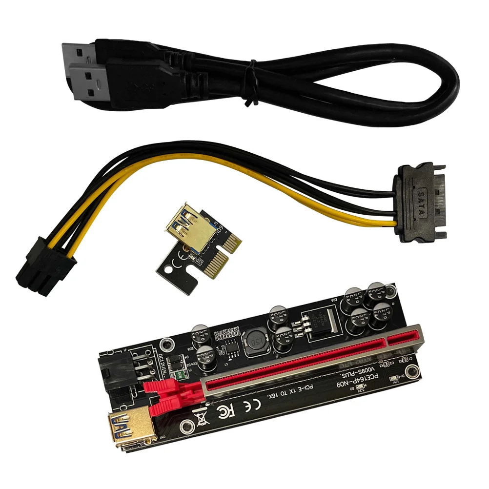 1Set Kartu Adaptor Riser GPU Pcie 6-Pin Pci- Adaptor Catu Daya Stabil Pci-E 1x ke 16x Extender Pci Express Extender