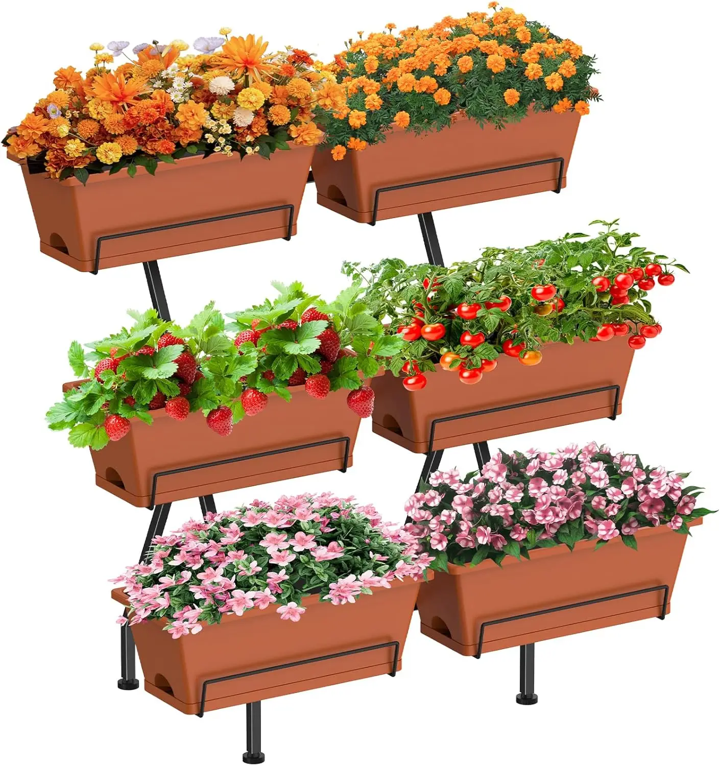 

3-Tier Vertical Garden Planter with 6 Boxes, 31" Tall Raised Garden Bed with Adjustable Feet for Herbs, Flowers, Vegetab