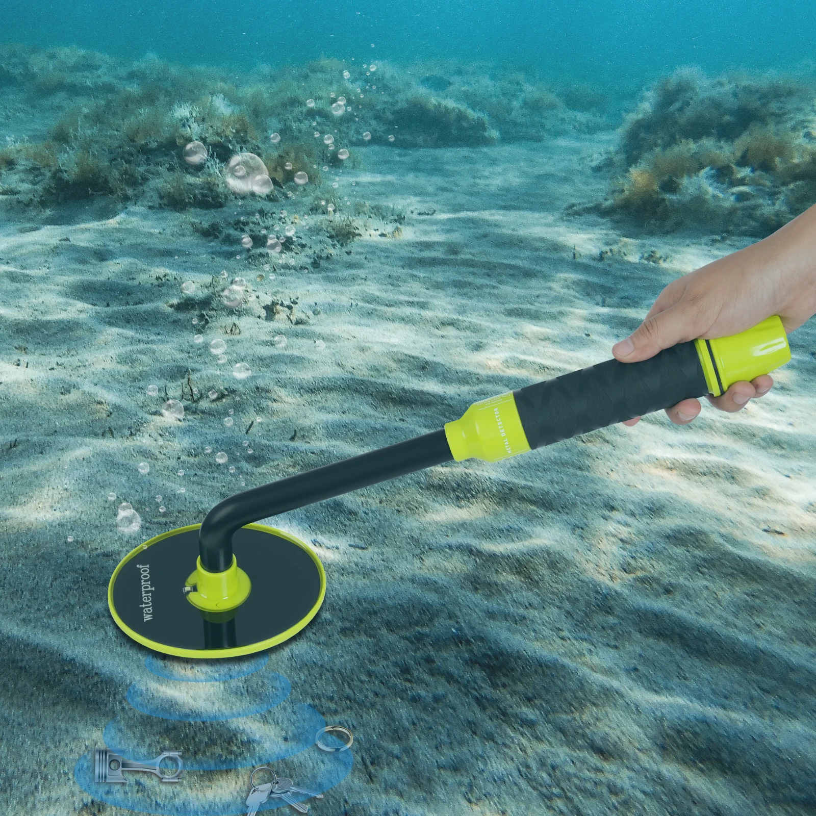 

Handheld Metal Detector, Underwater Treasure Hunting Detector, Waterproof Outdoor Treasure Hunter with Hand Strap 20HZ