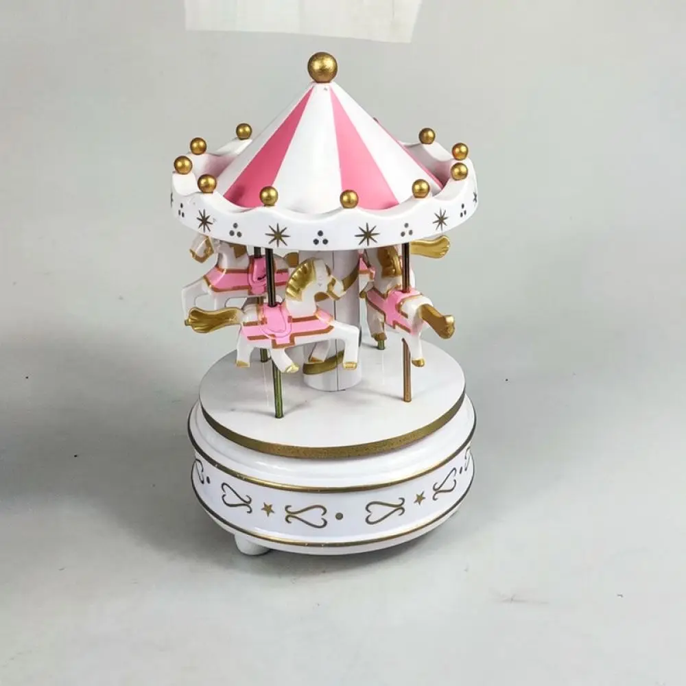 Elegant Carousel Music Box Clockwork Musical Figurine Creative Desktop Decor Gift For Children Room Ornament