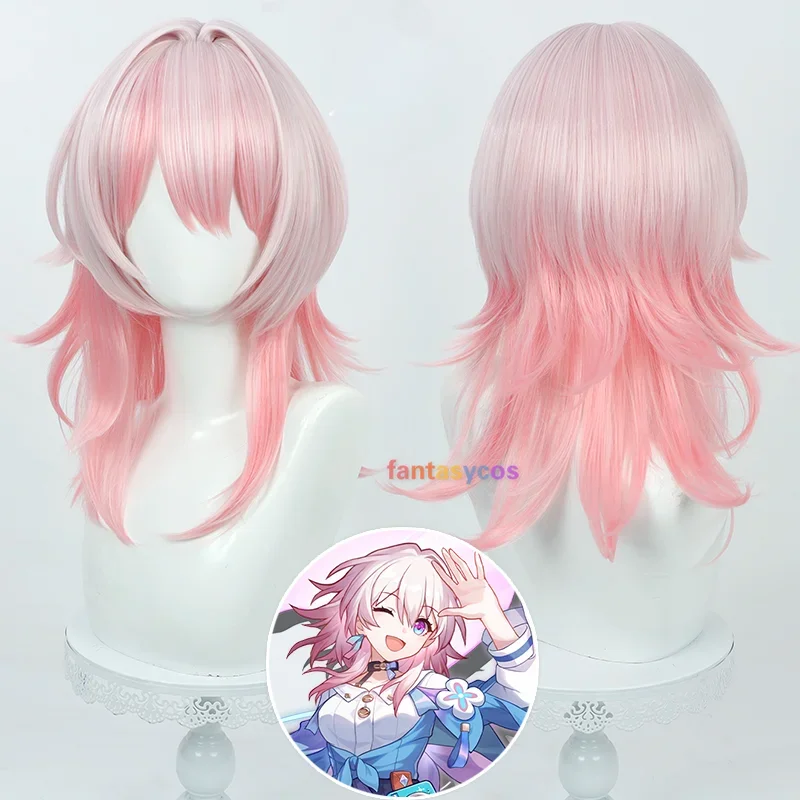 

Game Honkai: Star Rail March 7th Cosplay Wig Gradient Pink Wigs Heat Resistant Wig Halloween Carnival Party Role Play + Wig Cap