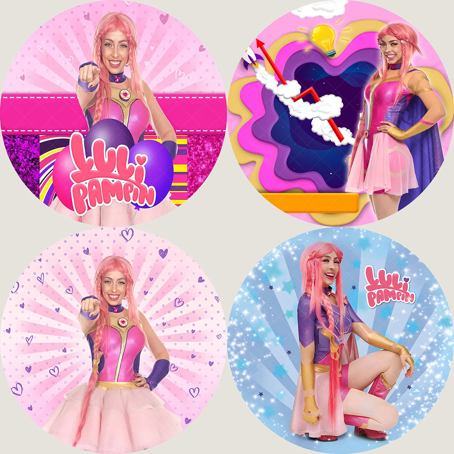 עגול li pampin cumpleaños רקע ילדים מסיבת יום הולדת תינוק מקלחת צילום רקע מעגל באנר קישוט אביזרים