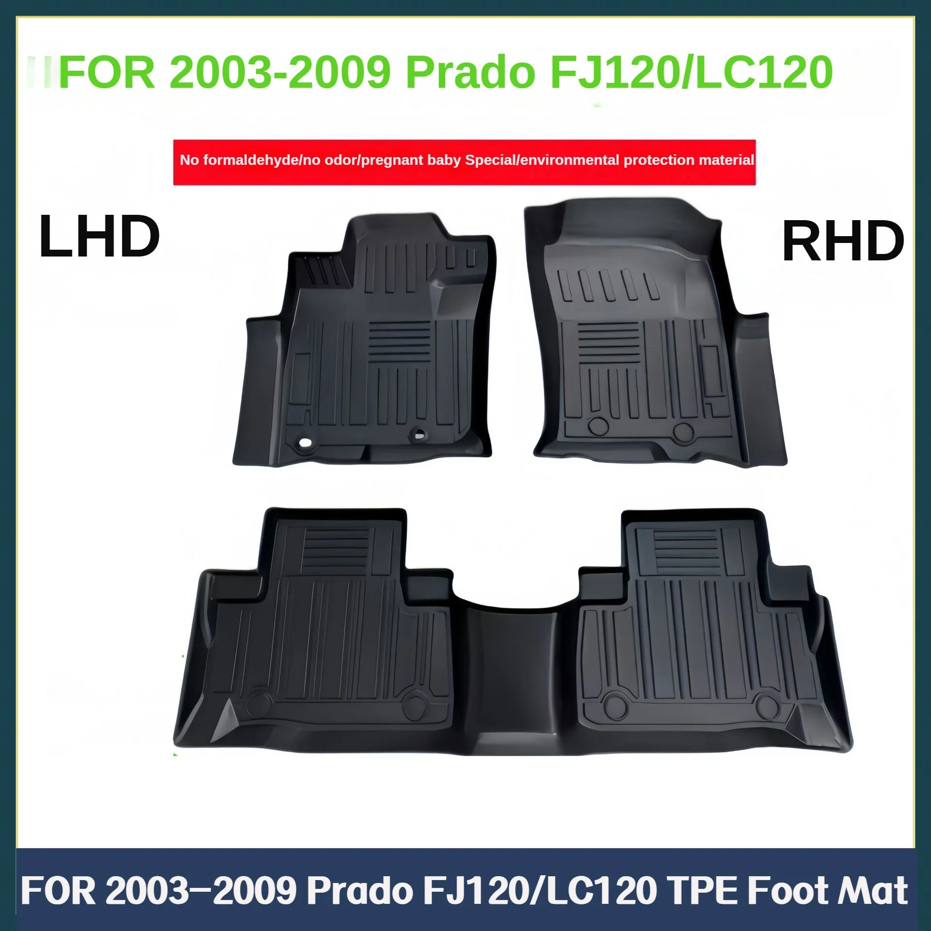 TPE Car Mats For Toyota Prado 2003-2009 Custom Fit Waterproof Floor Mats Accessories Compatible with FJ120/LC120 SUV