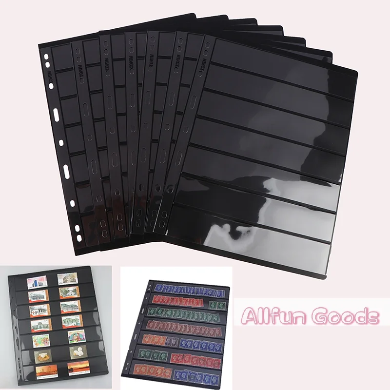 [TG835]10Pcs 7 Grid Postage Stamp Album Pages Coin Collection Stamps Holder loose-leaf Loose-leaf Stamp Book Banknotes