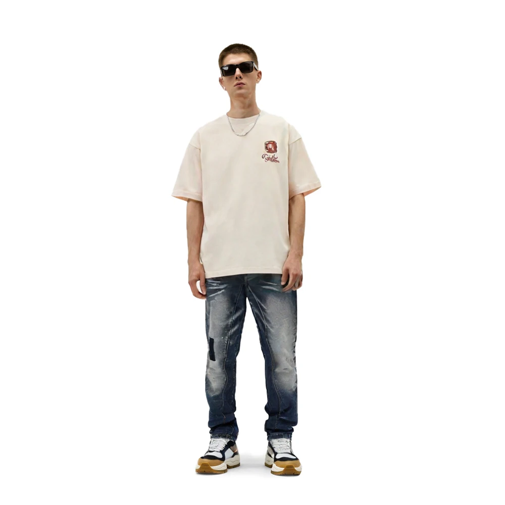

Y2k Streetwear Clothing Distressed Slim Fit Jeans with Patchwork Street Style Cotton Casual Vintage Fake Zipper Fly Skinny Jeans