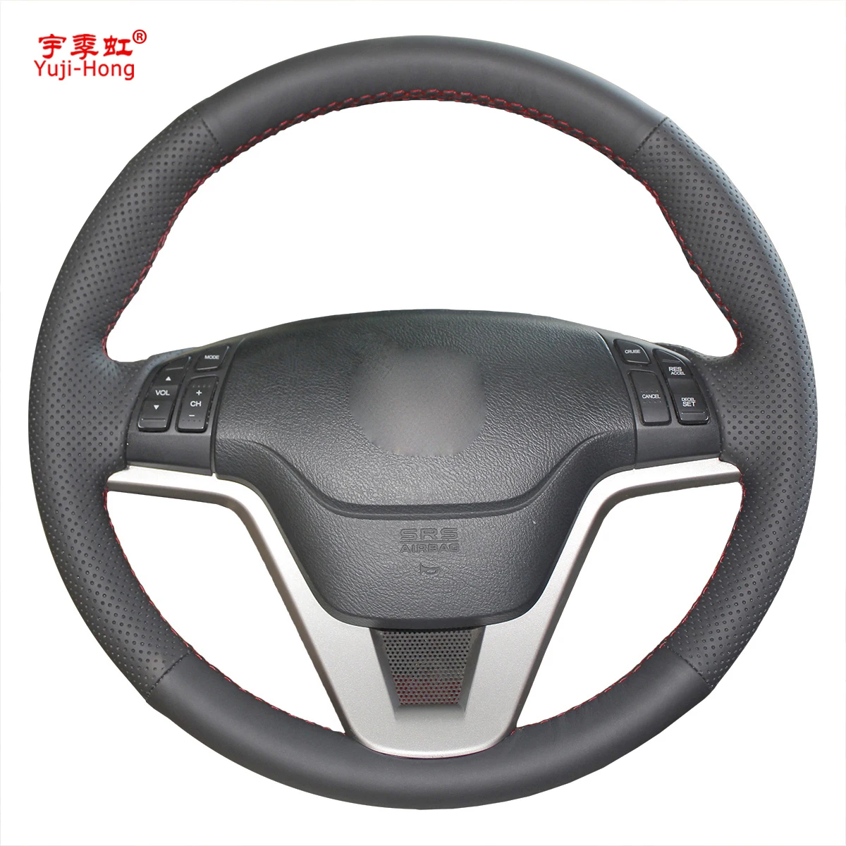 Yuji-Hong Top Layer Genuine Cow Leather Car Steering Wheel Covers Case for Honda CRV 2007-2011 CR-V Auto Hand-stitched Cover