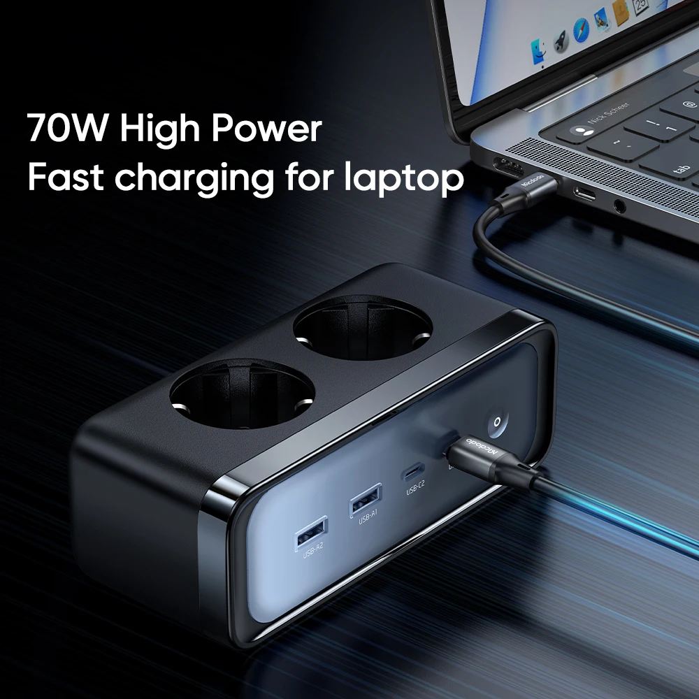 

New 70W 6 in 1 Gallium Nitride Desktop Plug Extension Cable 1.5m Home Fast Charging Plug UK EU Fast Charging Plug