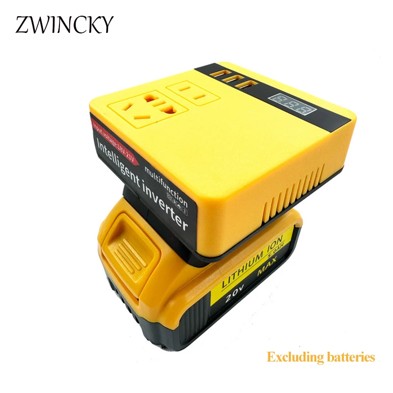 220V Multifunction Intelligent Lithium Battery Inverter Outdoor USB Power Bank For DeWalt 18V 20V Lithium Battery Converter