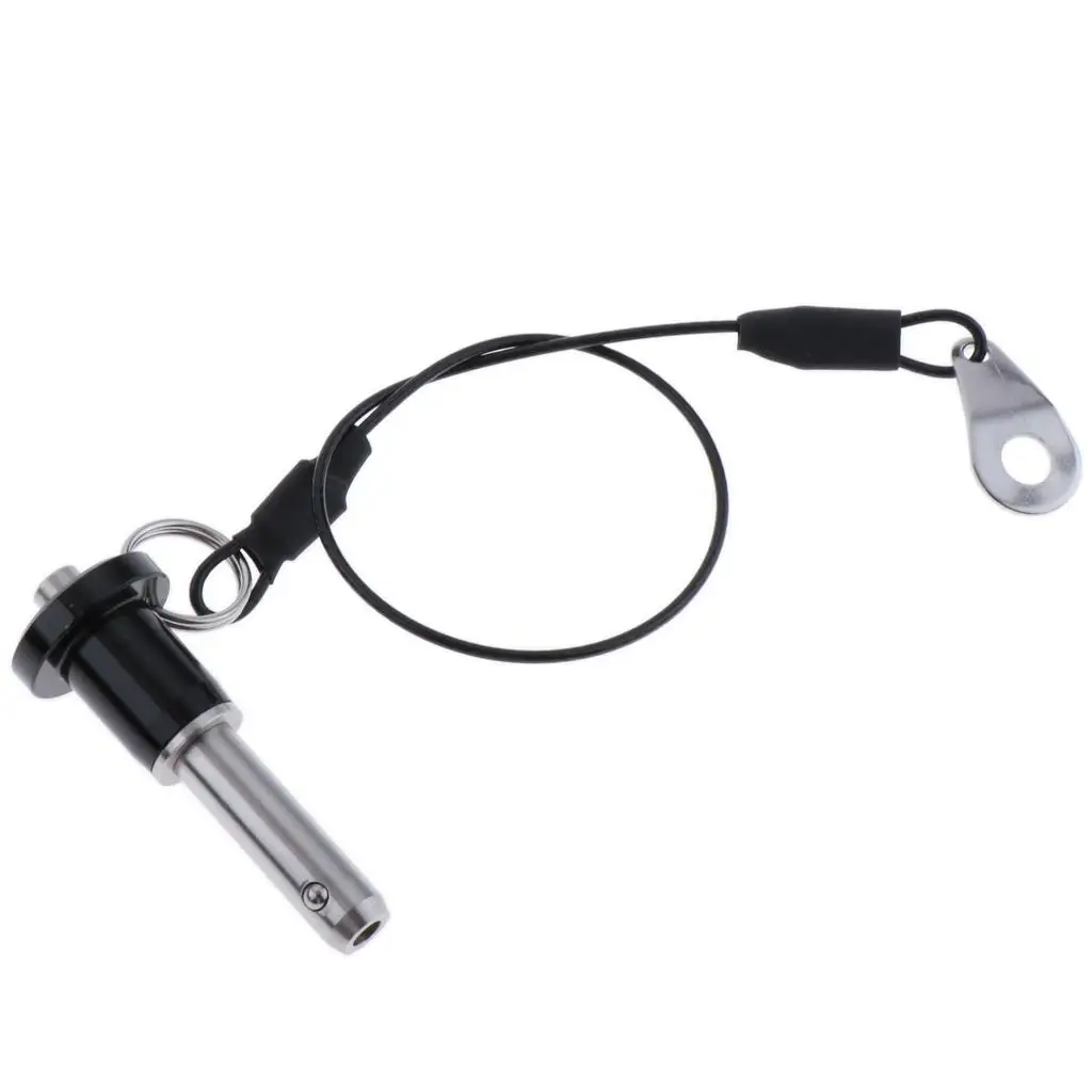 Ball Lock Quick Release Pin 8mm Diameter Marine Stainless Steel Push Button Fastener Pin with Wire Lanyard for Boat Hatch