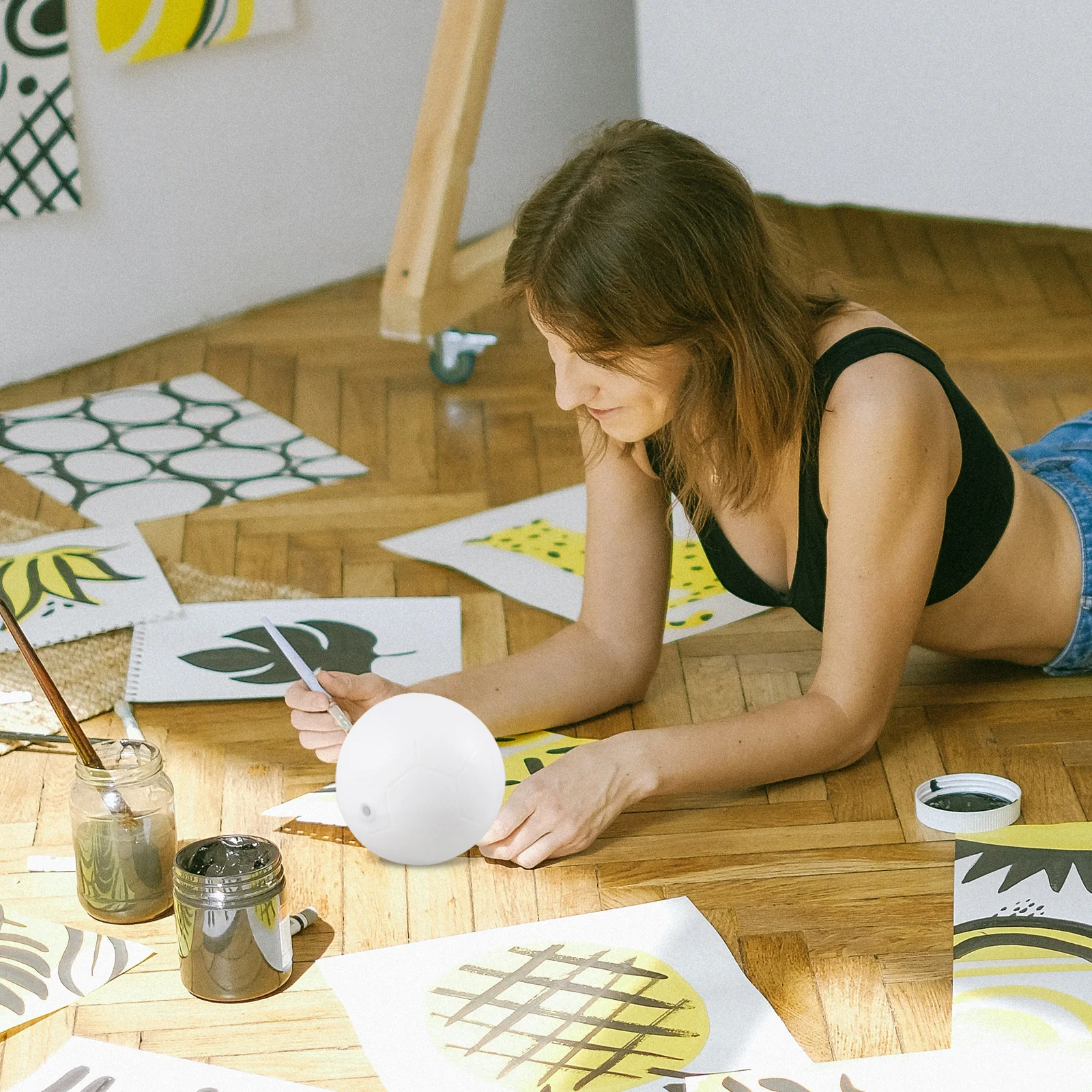 18 センチメートル白い空白の落書きサッカーボール子供 DIY 塗装可能スポーツトレーニング練習青少年ゲーム慈善寄付インフレータブル