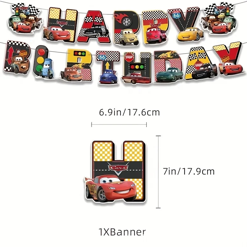 Disney minnie ,stitch,Lightning McQueen anime merchandise banners, Party Supplies, Happy Birthday Banner, Party Scene Decoration view 4