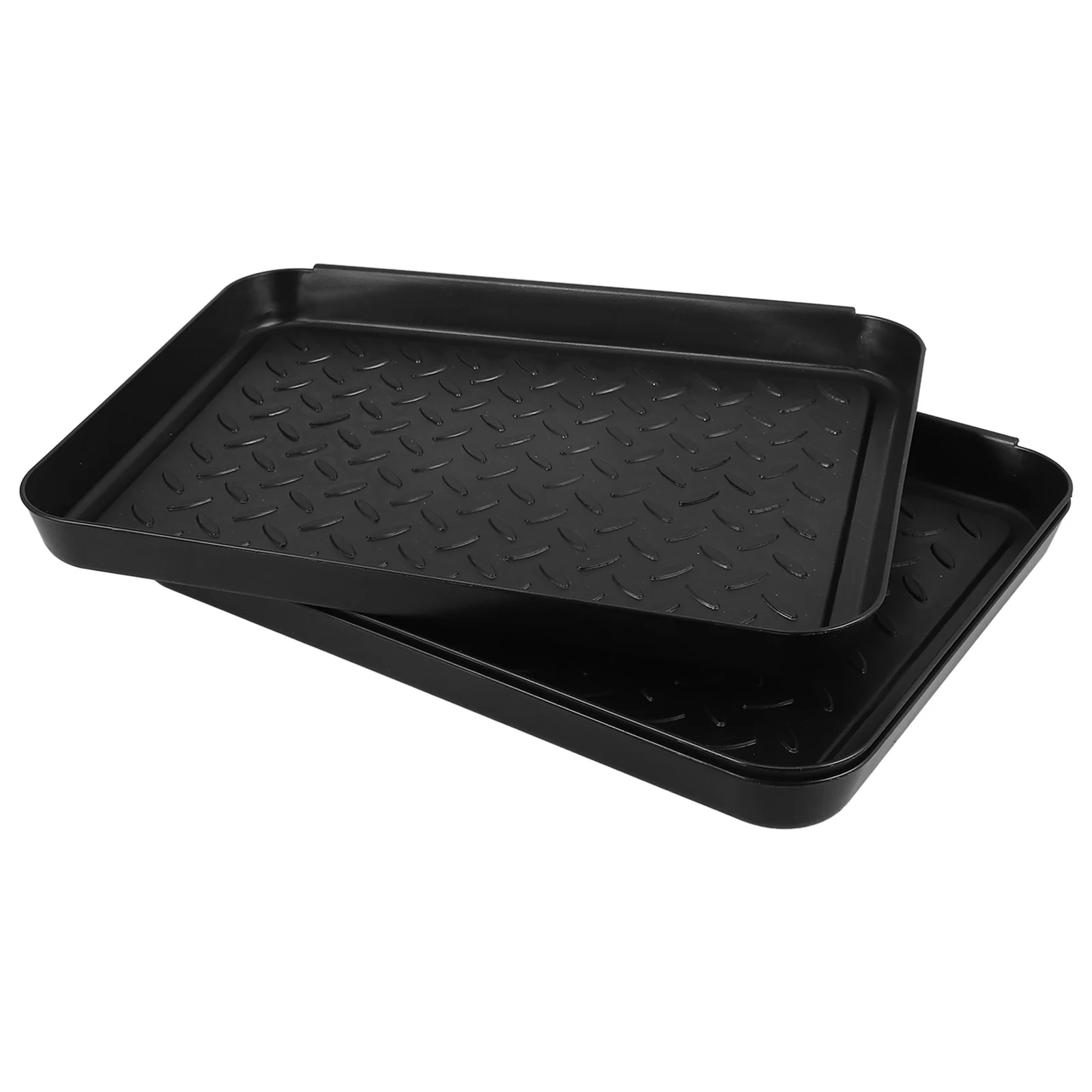 

3Pcs Black Shoe Tray Plastic Boot Tray Extra Large Waterproof Non-Slip for Entryway Indoor Outdoor Multi Purpose Wet Shoe