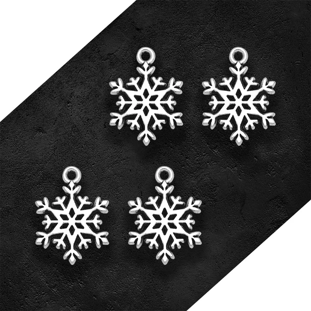 30pcs/Lot--15x21mm Antique Silver Plated Snowflake Christmas Charms New Year Pendant For Jewelry Making Findings Craft Wholesale