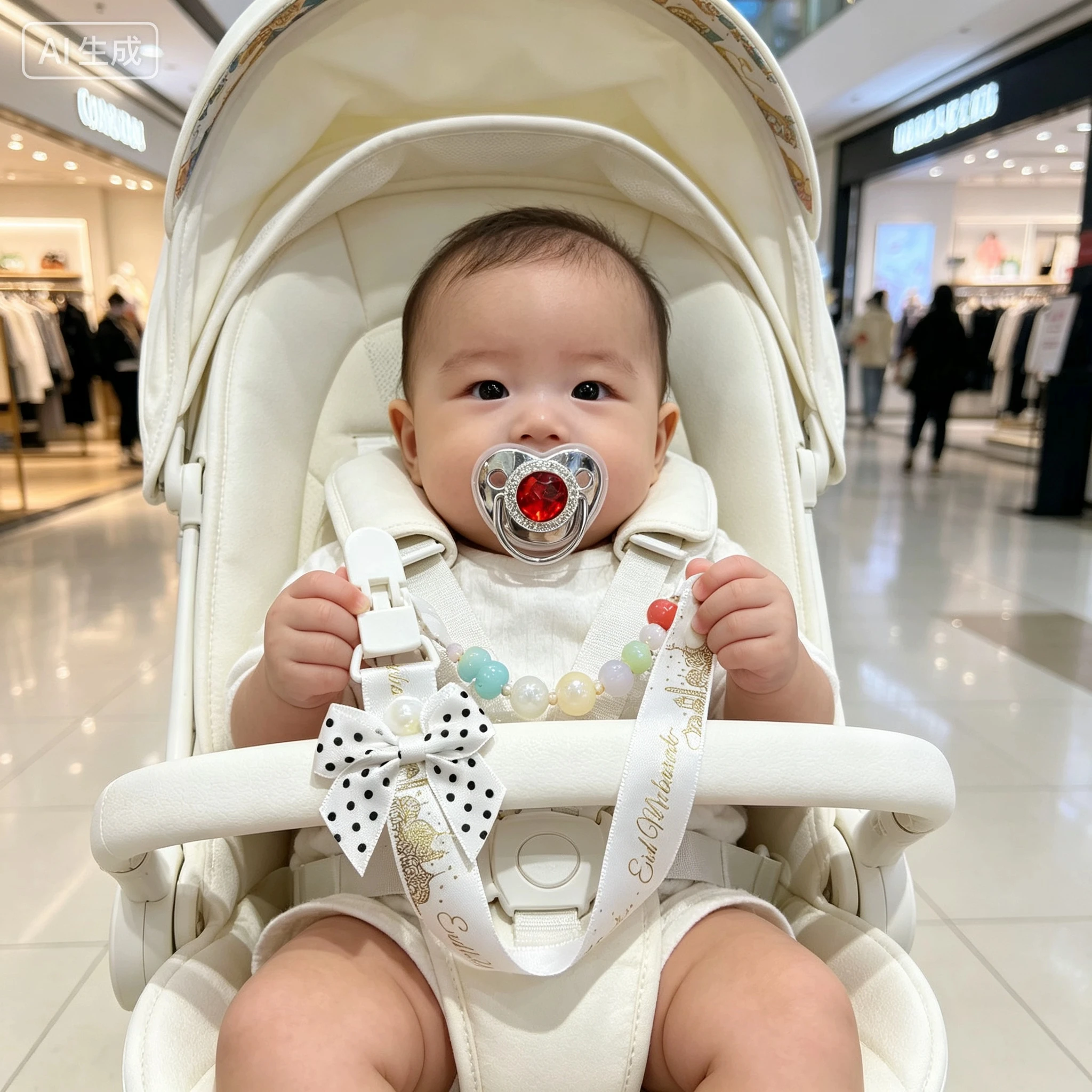 

Infant Comfort Soother Realistic Silicone Nipple with Dust Cover & Durable Chain Clip Cute Baby Gift