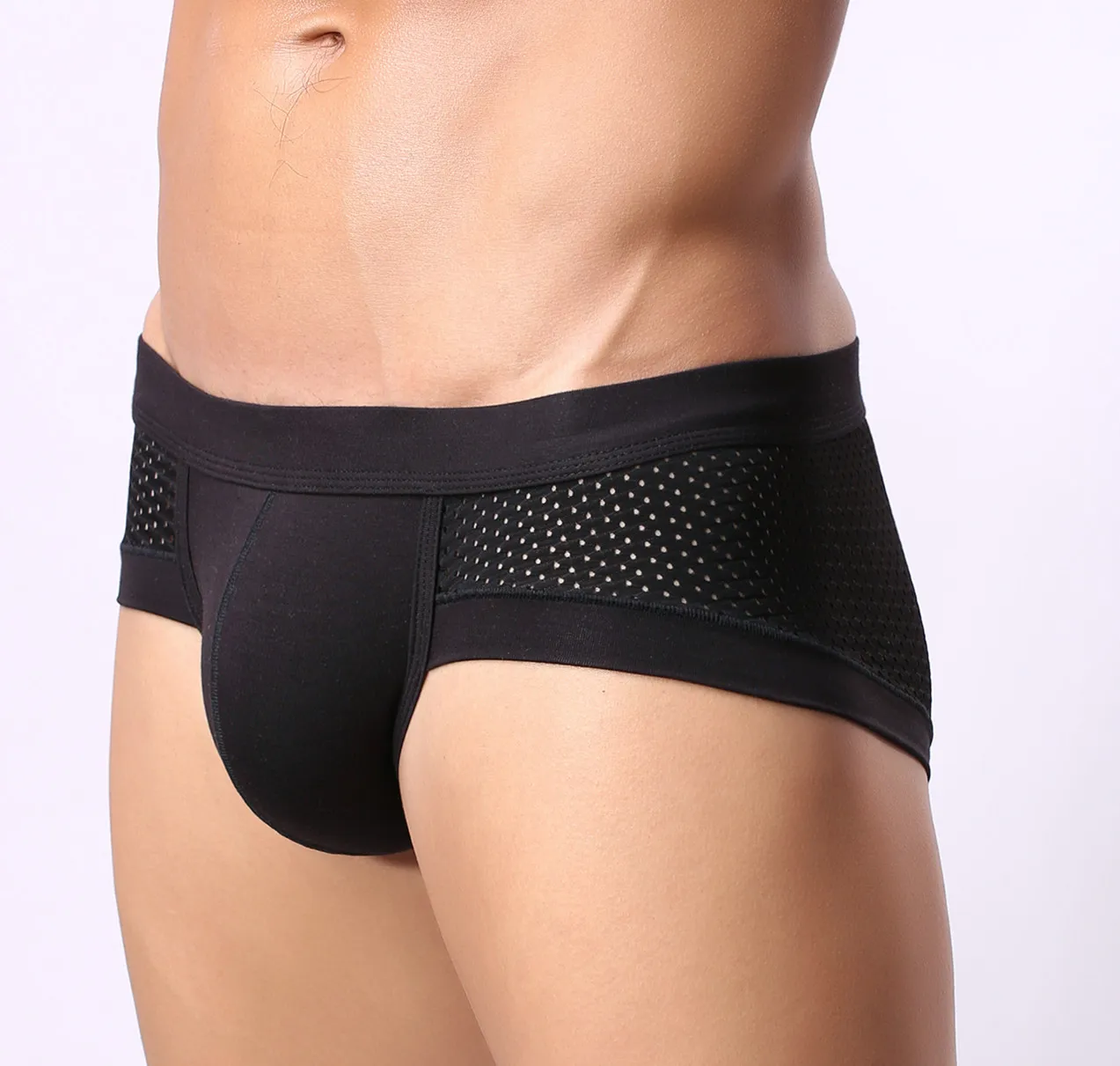 1pcs Men\'s Briefs Mens Sexy Triangle Underwear Mesh Hole Men\'s Panties Ice Silk Breathable Elastic Male Underpants