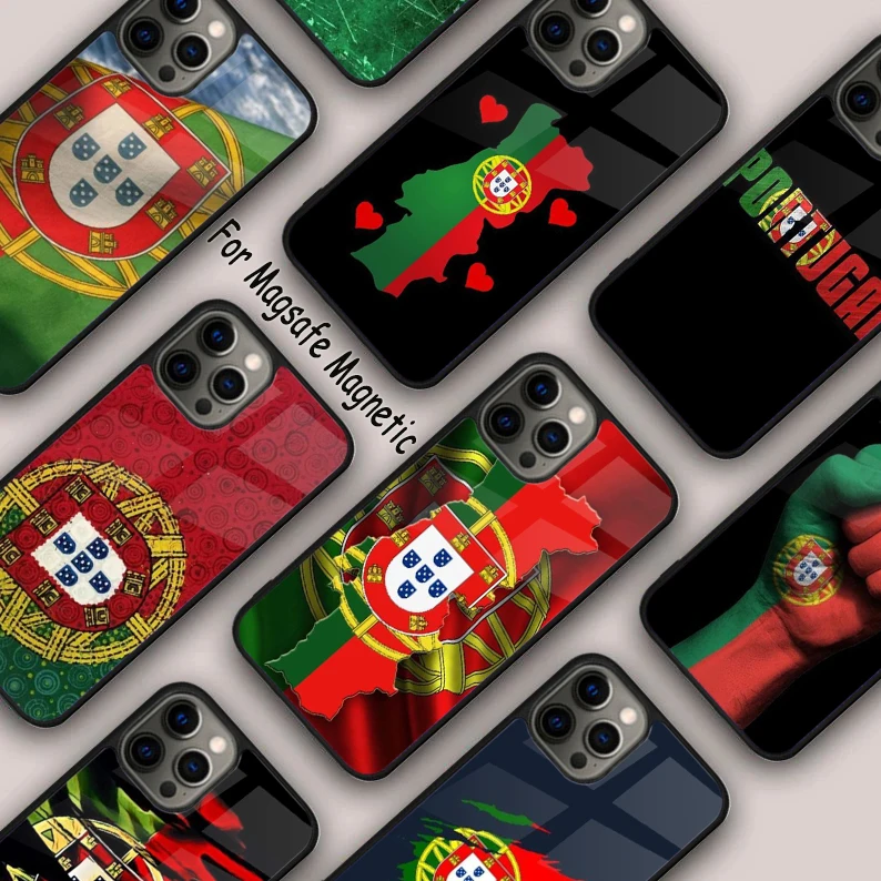 Portugal Flag Portuguese Country Magnetic Phone Case For APPLE iPhone 16 14 13 12 11 Pro Max 15 Plus Wireless MagSafe Cover