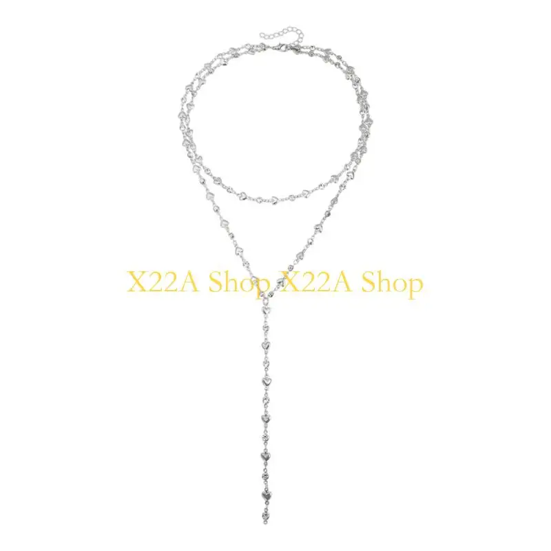 Unique Crystal Accented Y Alloy Necklace Elegant Adjustable Neckchain Comfortable Wear Daily Outfit Enhancer For Ladie