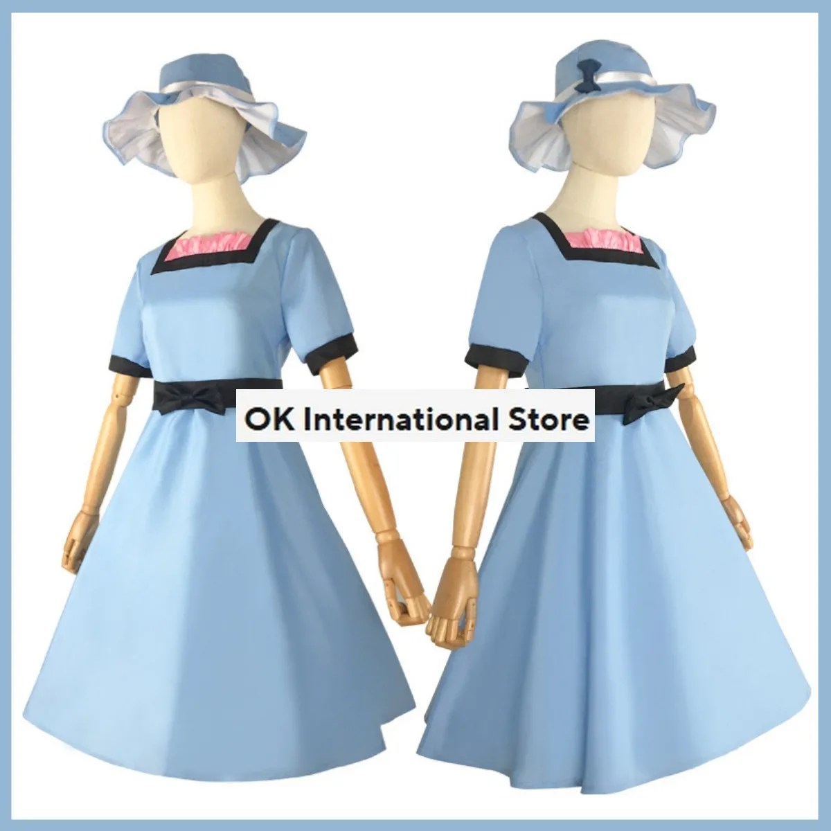 Anime Game Steins Gate Shiina Mayuri Costume Cosplay Blue Dress Princess Dress Hat Adult Woman Lovely Kawaii Carnival Suit