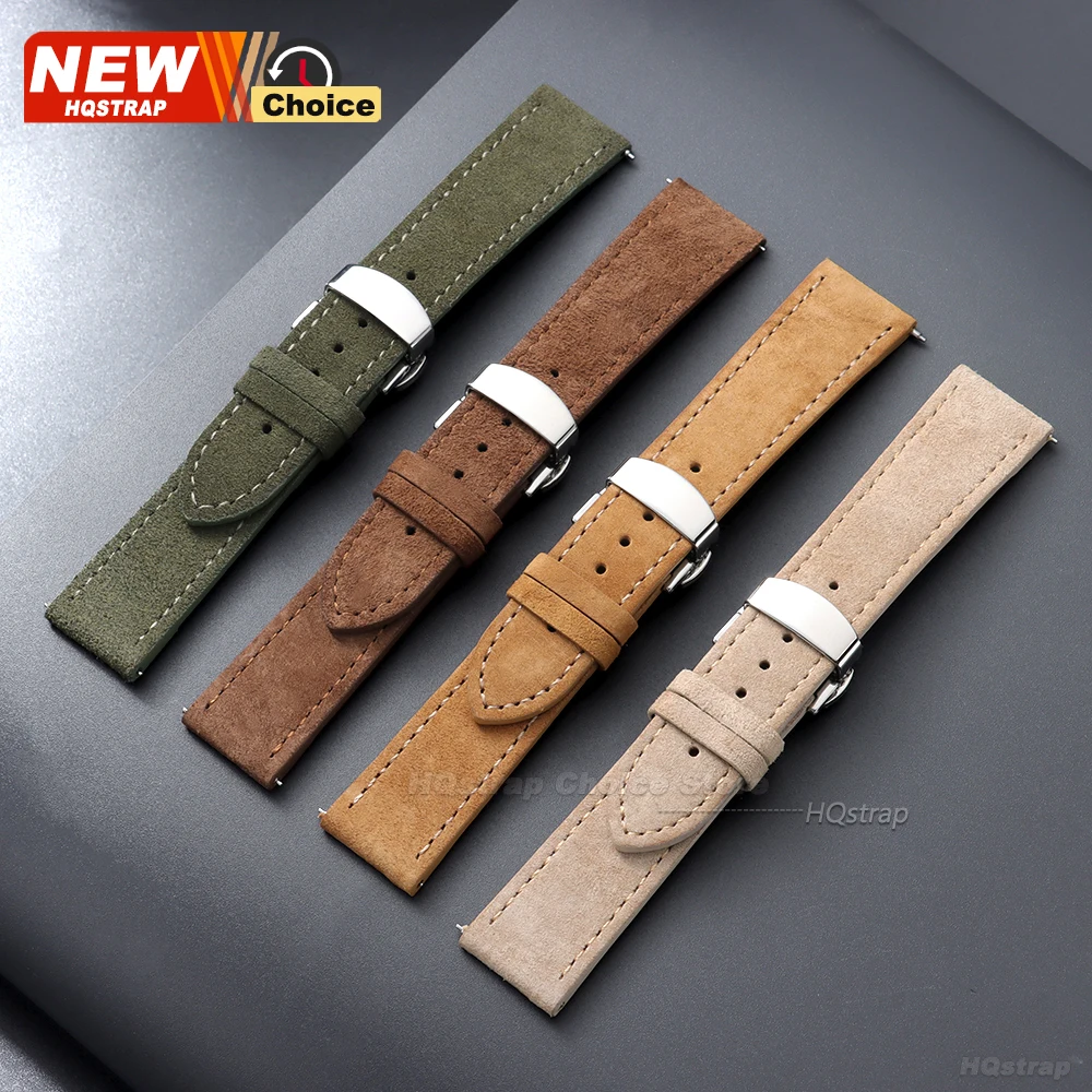 Butterfly Clasp Suede Strap for Omega Watch Band