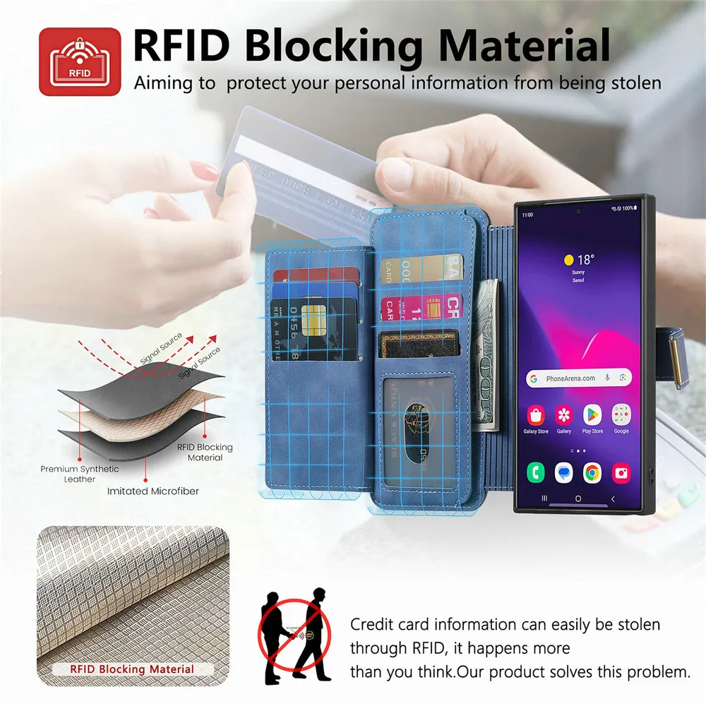 حافظة لهاتف سامسونج S25 Edge 5G 2In1 حافظة جلدية قابلة للفصل بسحاب لهاتف سامسونج جالاكسي S25 Ultra غطاء قلاب S25 S 25 Plus Funda #5