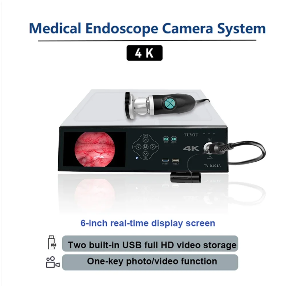 Cámara laparoscópica 4K Ultra HD de 6 pulgadas, sistema de endoscopio médico con registro USB