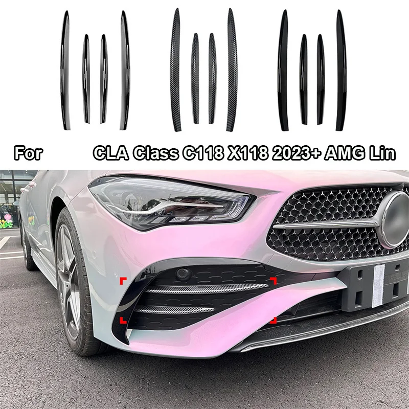 

Carbon ABS Front Fog Lamp lighting Grill Grille Decorative Covers guard Stickers For Mercedes Benz CLA Class C118 X118 2023 +