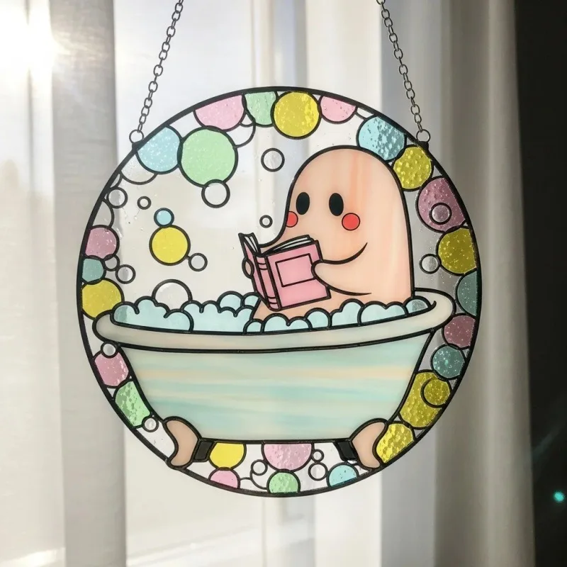 

Bath Time Ghost Reader Accessories Acrylic Crafts Home Decor Wind Chimes Cartoon Characters Halloween Dolls