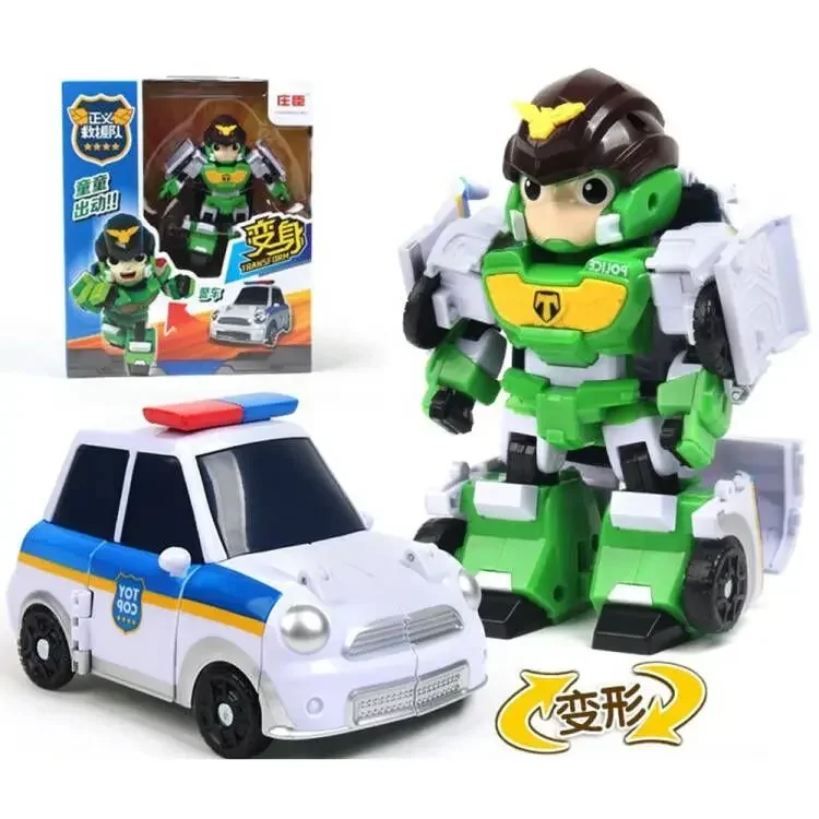 Toy Cop Transformation Auto Justice Rescue Team Car Transform Robot Mech Deformation Vehicle Action