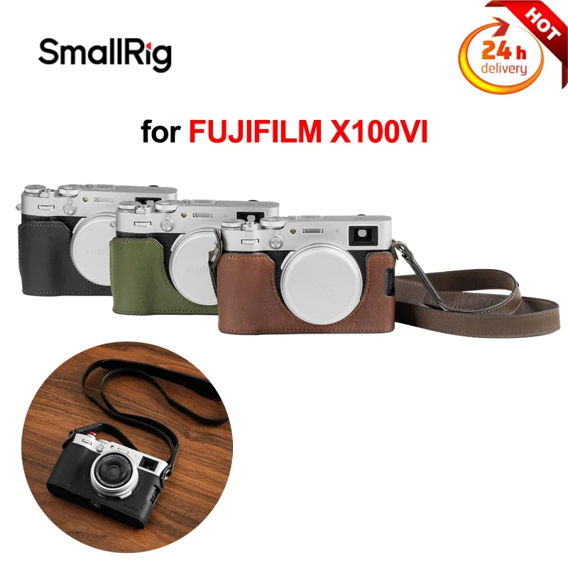 

SmallRig for FUJIFILM X100VI Camera Bag Body Case Handmade Genuine Leather Camera Case Video Half Bag With Strap for Camera