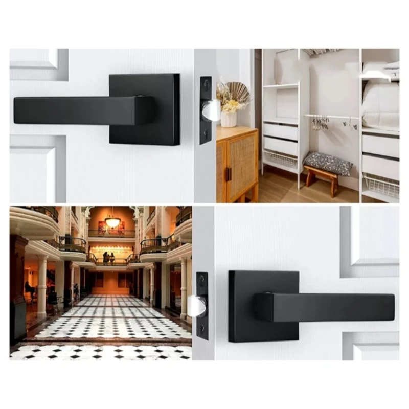 Y1UD Reinforced Security Door Handle Set Impact Resistant Door Lock Aluminum Invisible Handle Lock Simple Install for 35-50mm