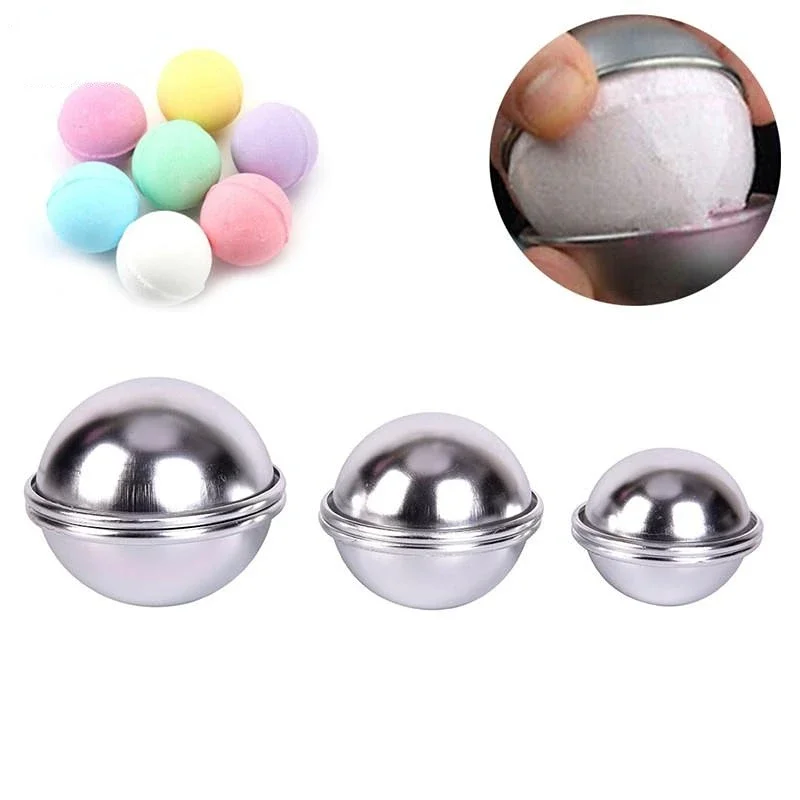 Diy ferramenta de banho liga alumínio banho bomba moldes semicírculo esfera banho molde bola sal artesanato caseira presentes molde 6 pçs/set