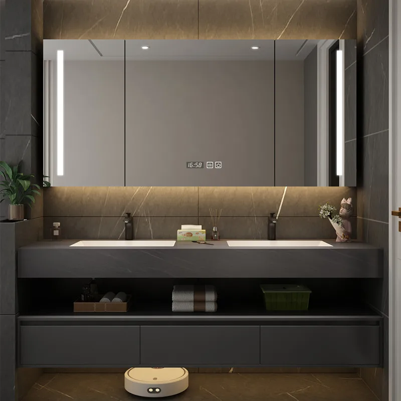 

Hotel Wind Double-layer Bathroom Cabinet Washbasin Cabinet Toilet Integrated Seamless Basin Washbasin Cabinet