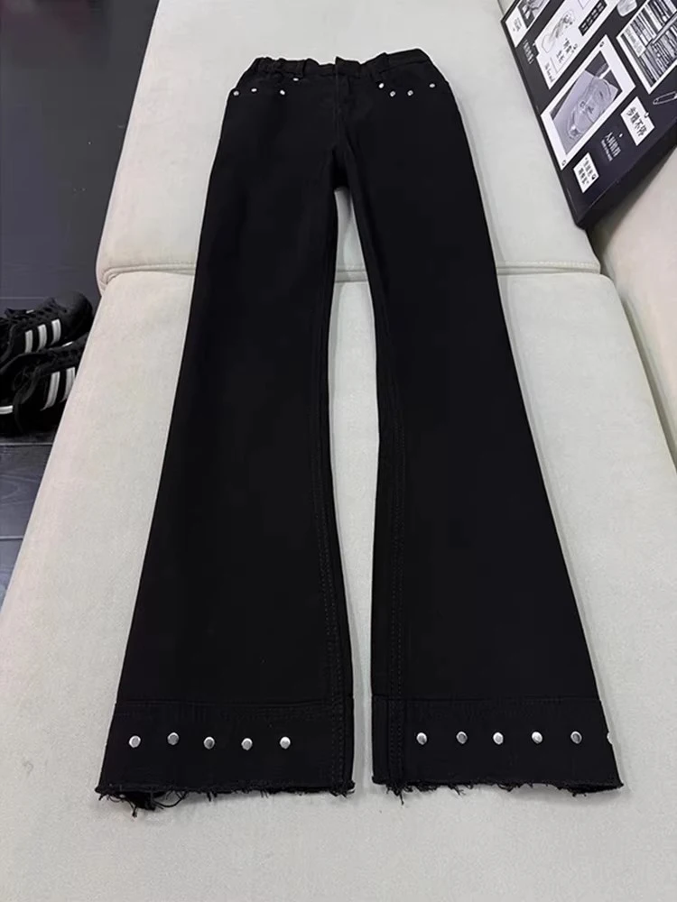 

American High Street Nail Design Sense Frayed Jeans Men's Handsome Straight Leg Slimming Micro Flared Knife Pants